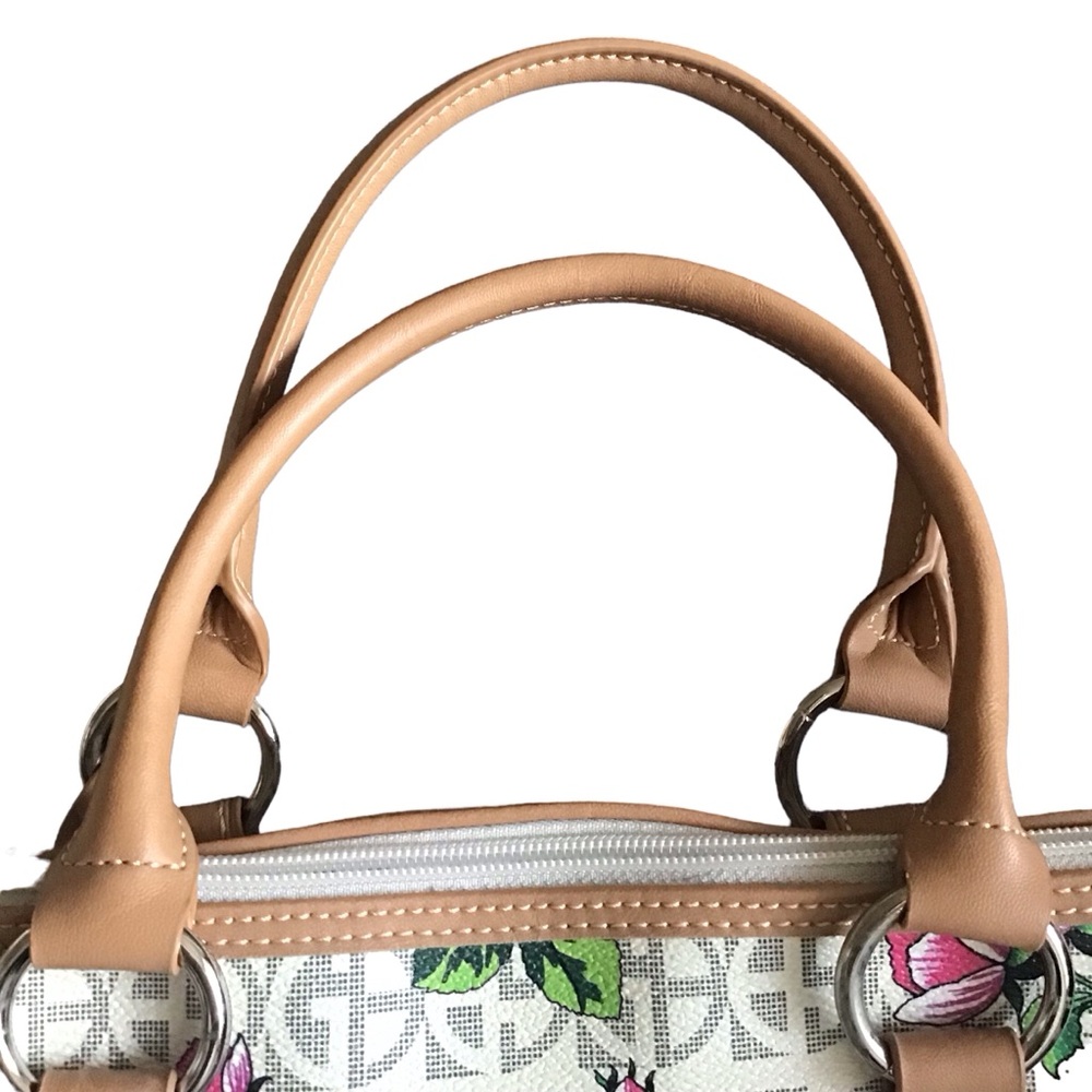GIANIBERNINI Satchel Faux Leather Summer Pattern Double Zip Brown Trim/Lining - Picture 3 of 8